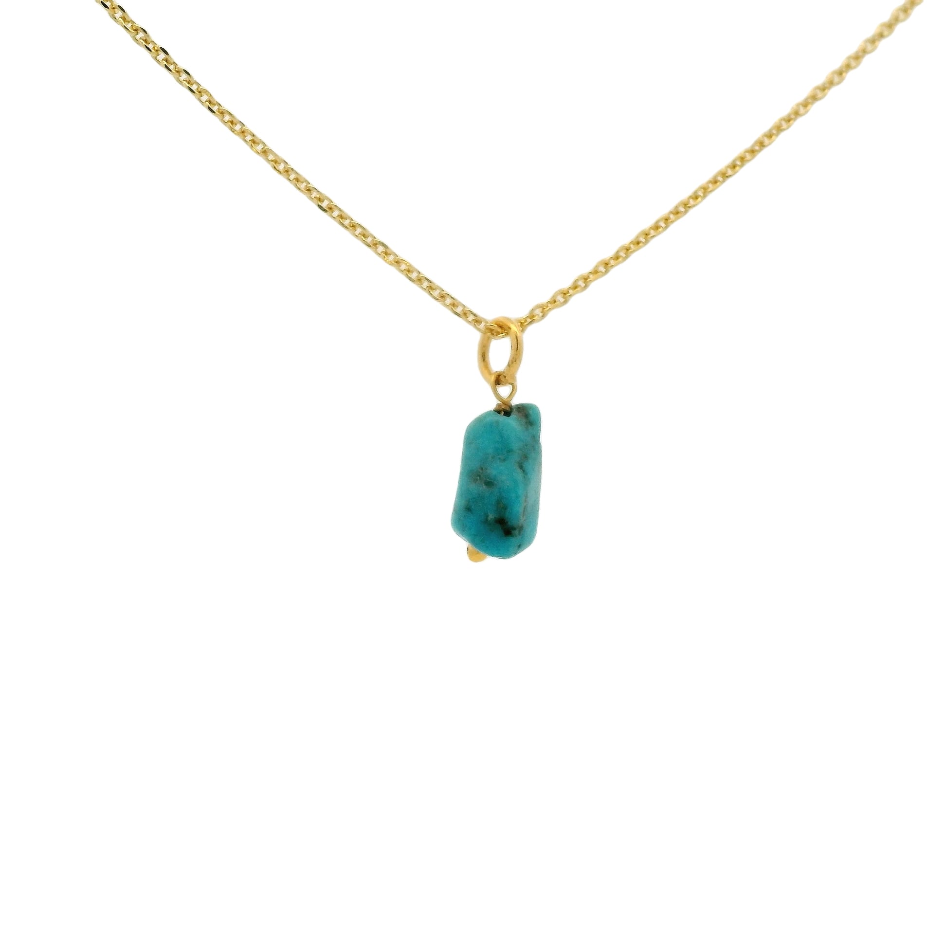 Collier doré petite turquoise irrégulière 42 cm