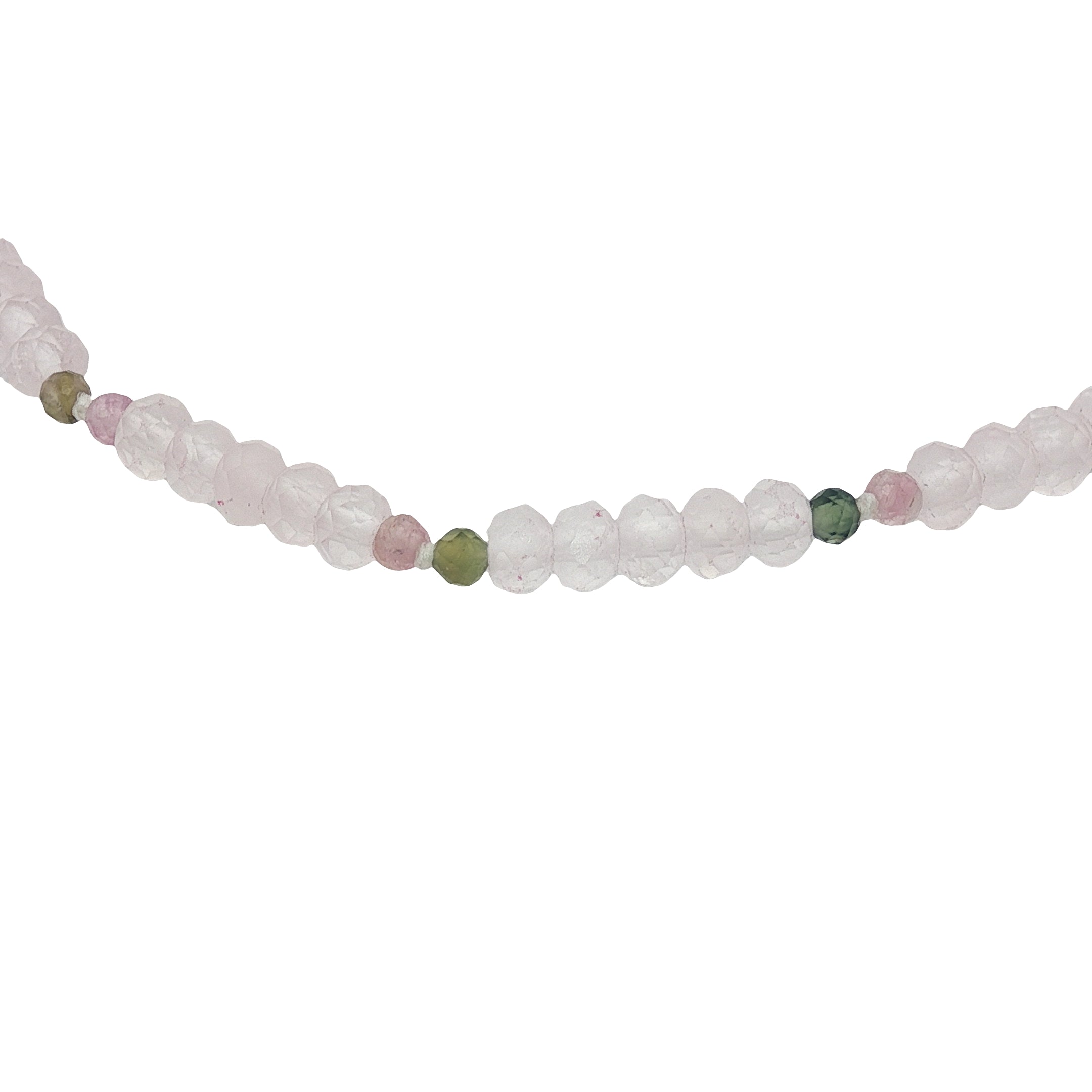 Bracelet doré alternance quartz rose et tourmaline