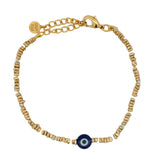 Gold pearl chain bracelet with mother-of-pearl and talismans