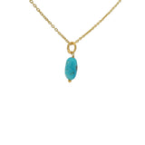 Collier doré pierre brut turquoise 42 cm
