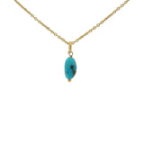 Collier doré pierre brut turquoise 42 cm