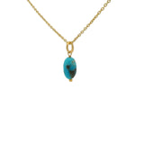 Collier doré pierre brut turquoise 42 cm