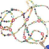 Collier doré main de Fatma verre soufflé perles colorées 90 cm