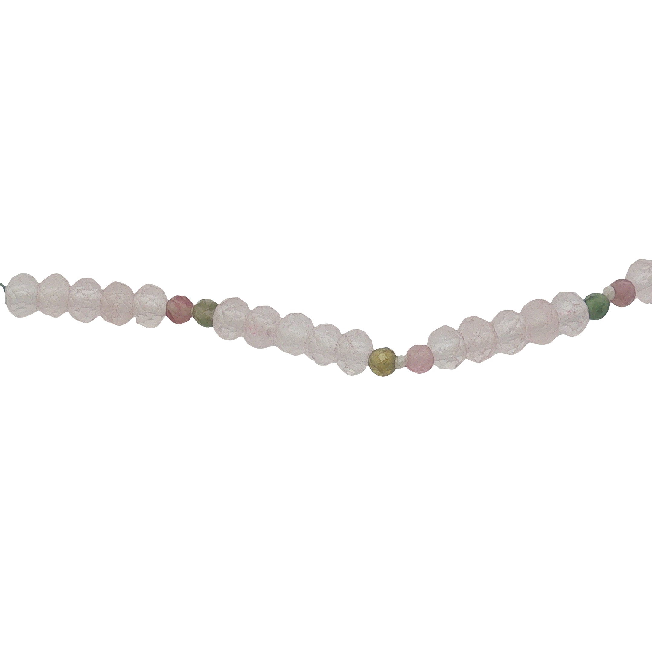 Chaine de cheville dorée en quartz rose et multi tourmaline