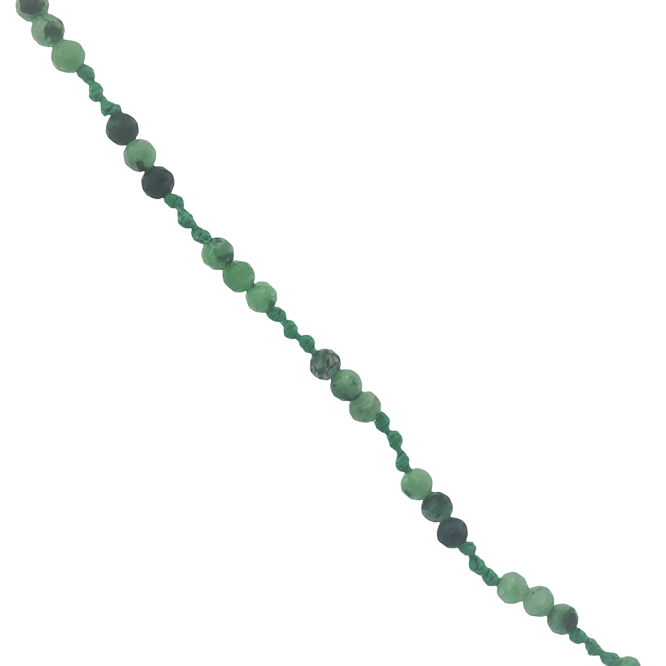 Collier doré avec rubis zoisite et noeuds verts 60 cm