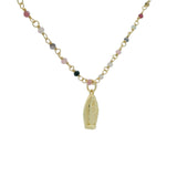Collier chaine rosary tourmaline vierge Marie dorée 44 cm