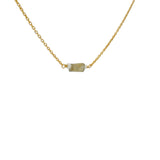Golden necklace with rectangular stone and small faceted stones