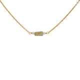 Golden necklace with rectangular stone and small faceted stones