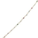 Collier doré chaine Rosary tourmaline médaille croix 38 cm