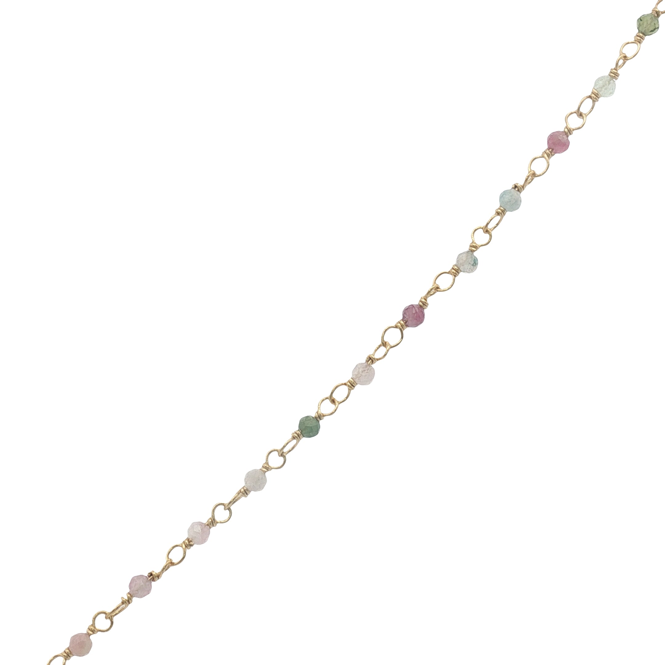 Collier doré chaine Rosary tourmaline médaille croix 38 cm