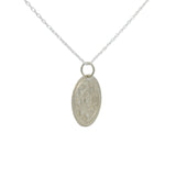 Collier en argent 925 médaille ronde mate avec fleur 42 cm