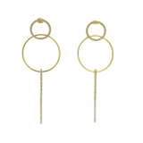 Boucles d'oreilles dorées double anneau et zircons