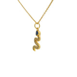 Gold necklace with snake pendant, stone and zircons