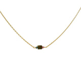 Collier doré tourmaline rectangle et pierres facettées 40 cm