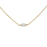 Golden necklace with rectangular stone and small faceted stones