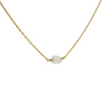 Golden necklace with rectangular stone and small faceted stones
