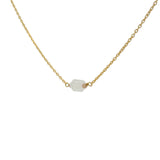 Golden necklace with rectangular stone and small faceted stones
