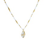 Collier cordon coulissant pierre de lune et disques dorés