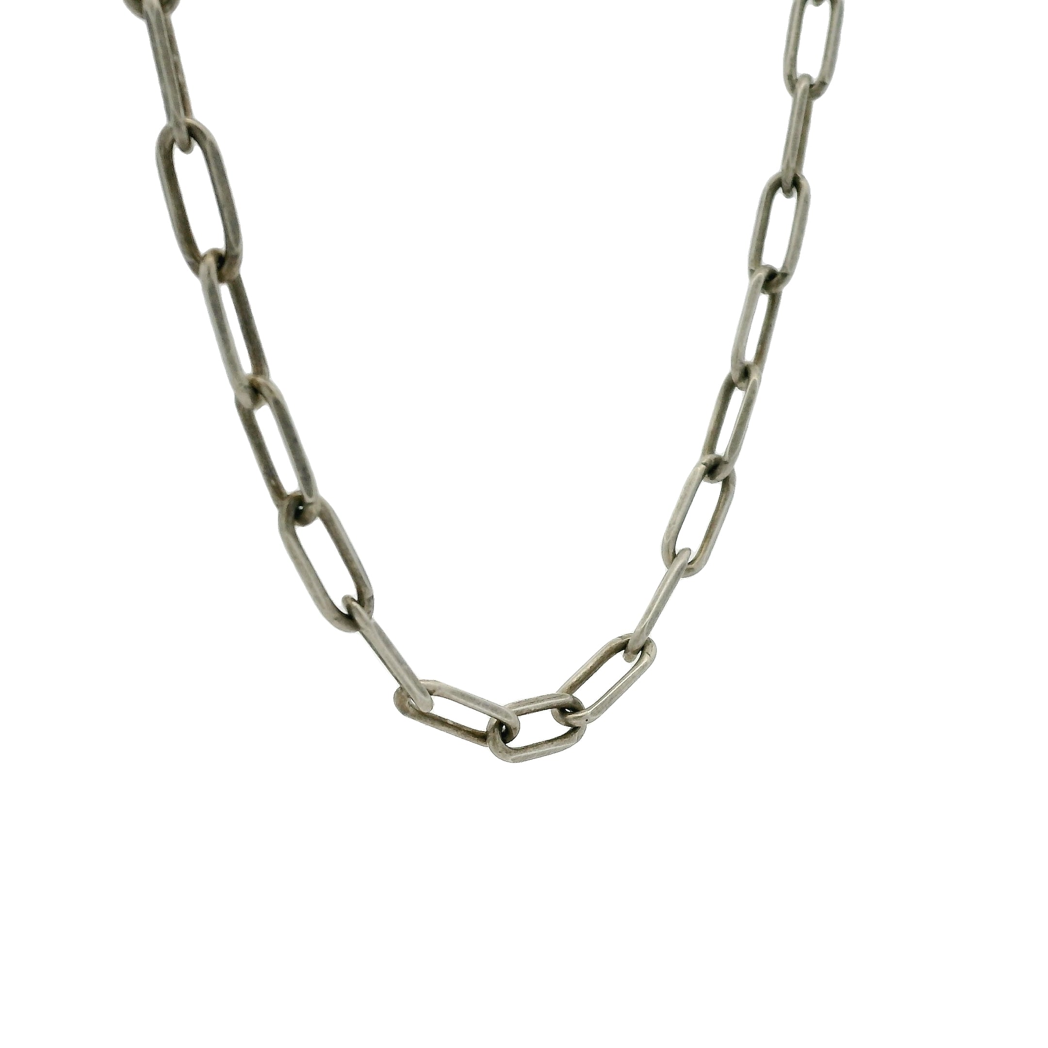 Collier en argent 925 oxydé mate maille rectangle 60 cm