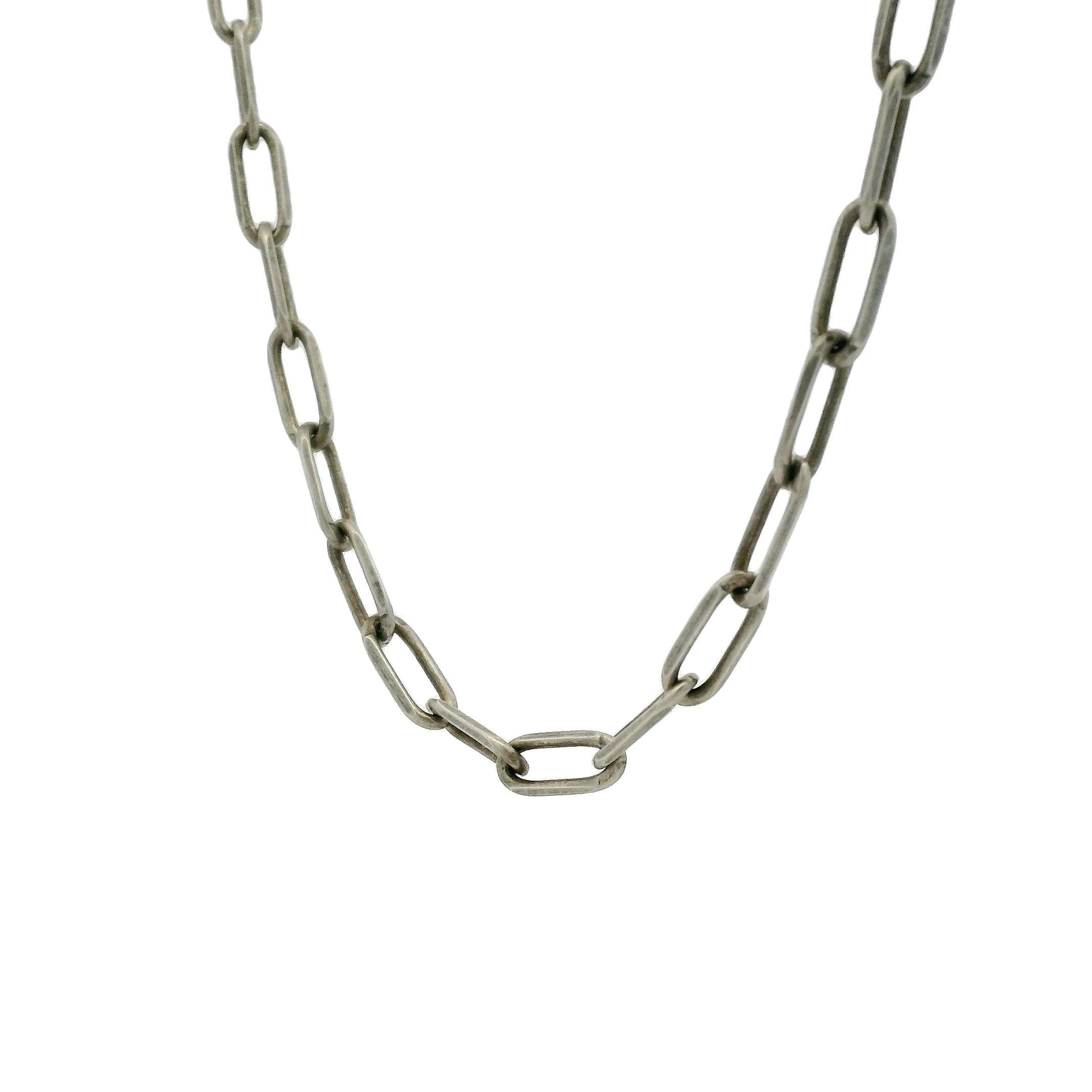 Collier en argent 925 oxydé mate maille rectangle 60 cm