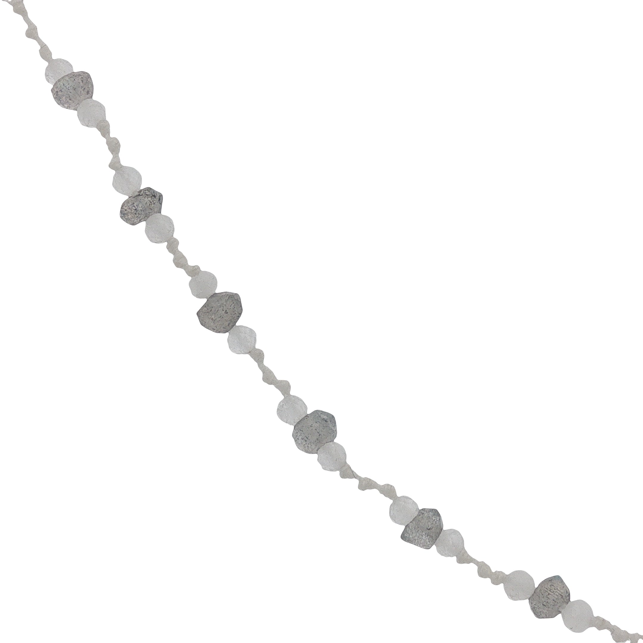 Collier doré pierre de lune et labradorite alternées sur fil blanc 42 cm