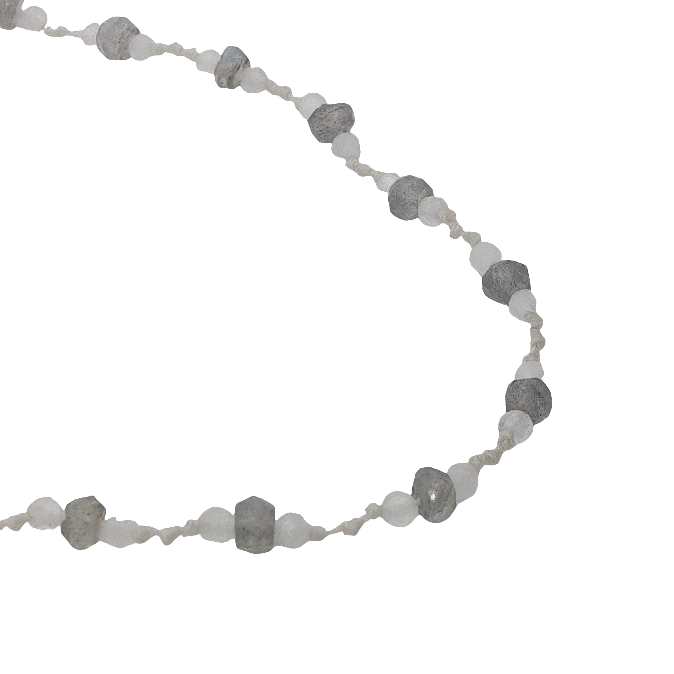 Collier doré pierre de lune et labradorite alternées sur fil blanc 42 cm