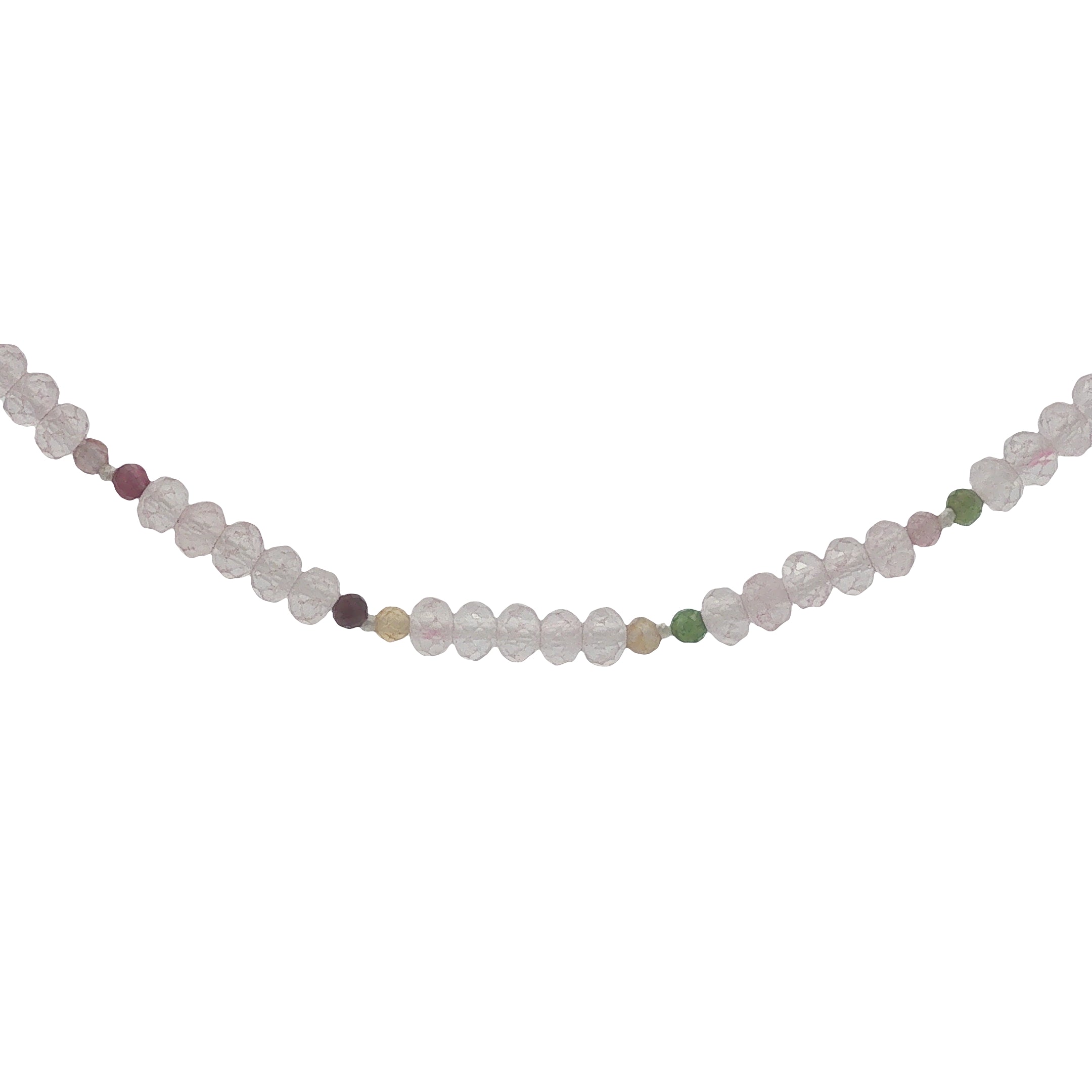 Collier doré mix quartz rose et tourmaline 60 cm