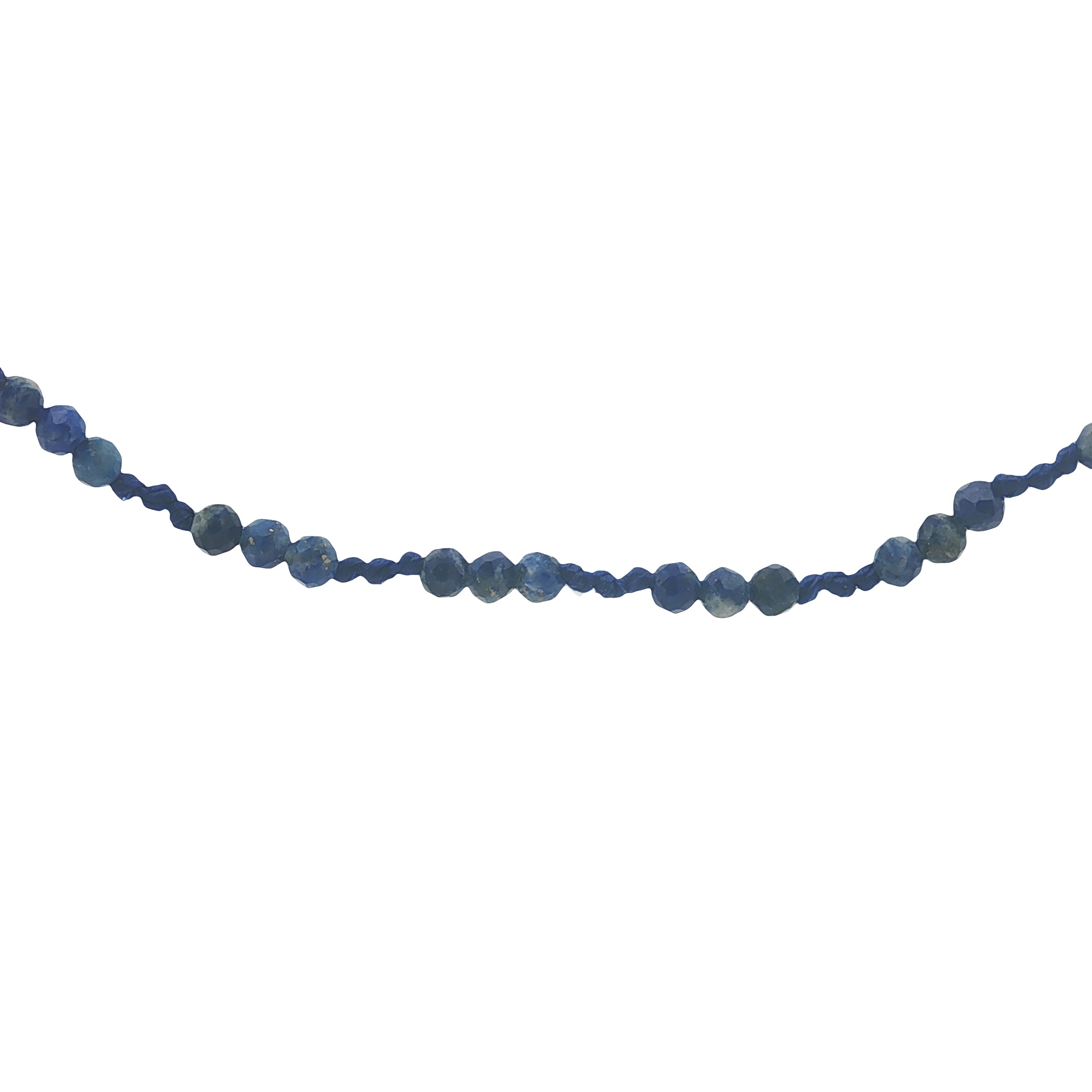 Collier doré avec lapis lazuli et noeuds bleus 42 cm