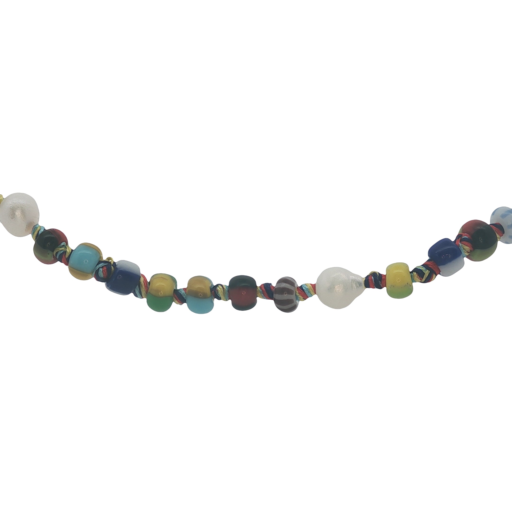 Collier doré avec petites perles de culture et multicolores 75 cm