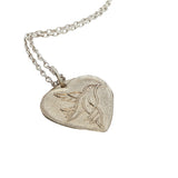 Collier argent 925 mate coeur avec colombe 42 cm
