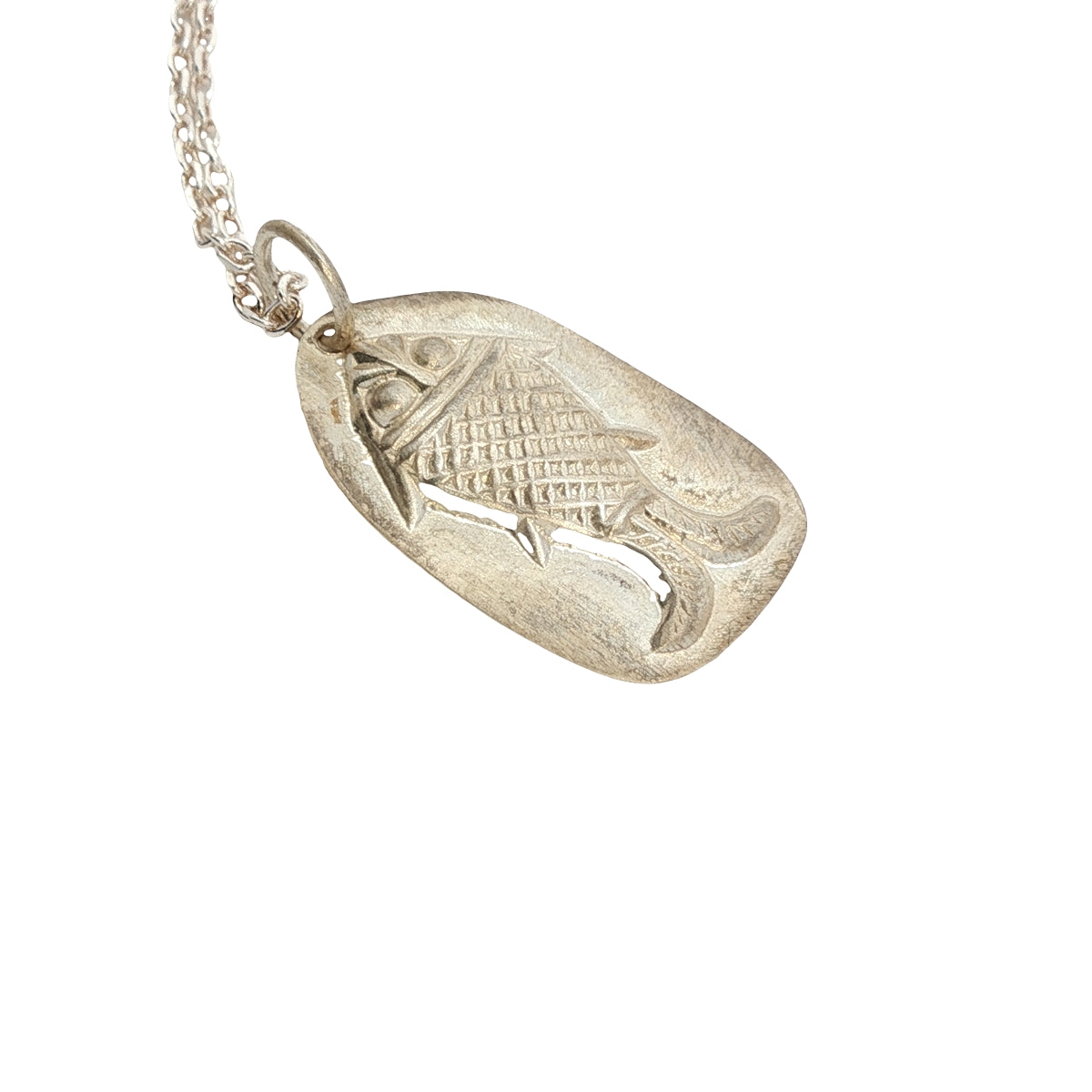 Collier argent 925 plaque mate poisson estampillé 42 cm