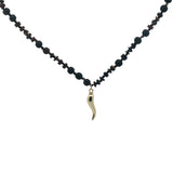 Collier piment doré mix perles bois marron 90 cm