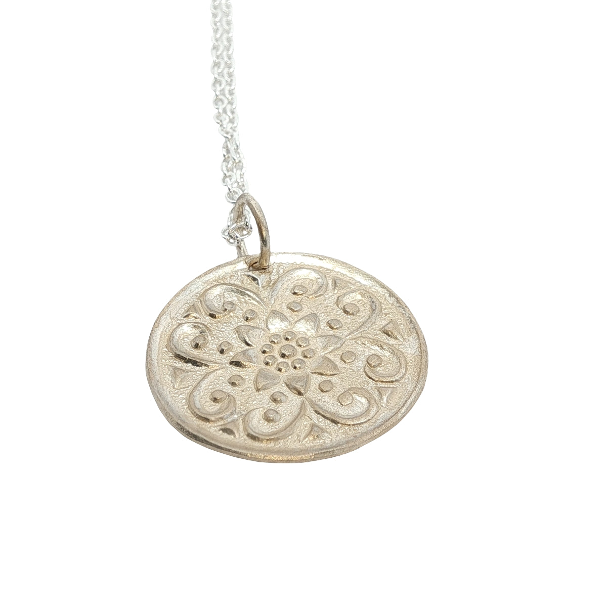Collier argent 925 et médaille fleur estampillée 42 cm