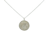 Collier en argent 925 médaille ronde mate lune et étoile 42 cm