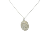 Collier en argent 925 médaille ronde mate lune et étoile 42 cm