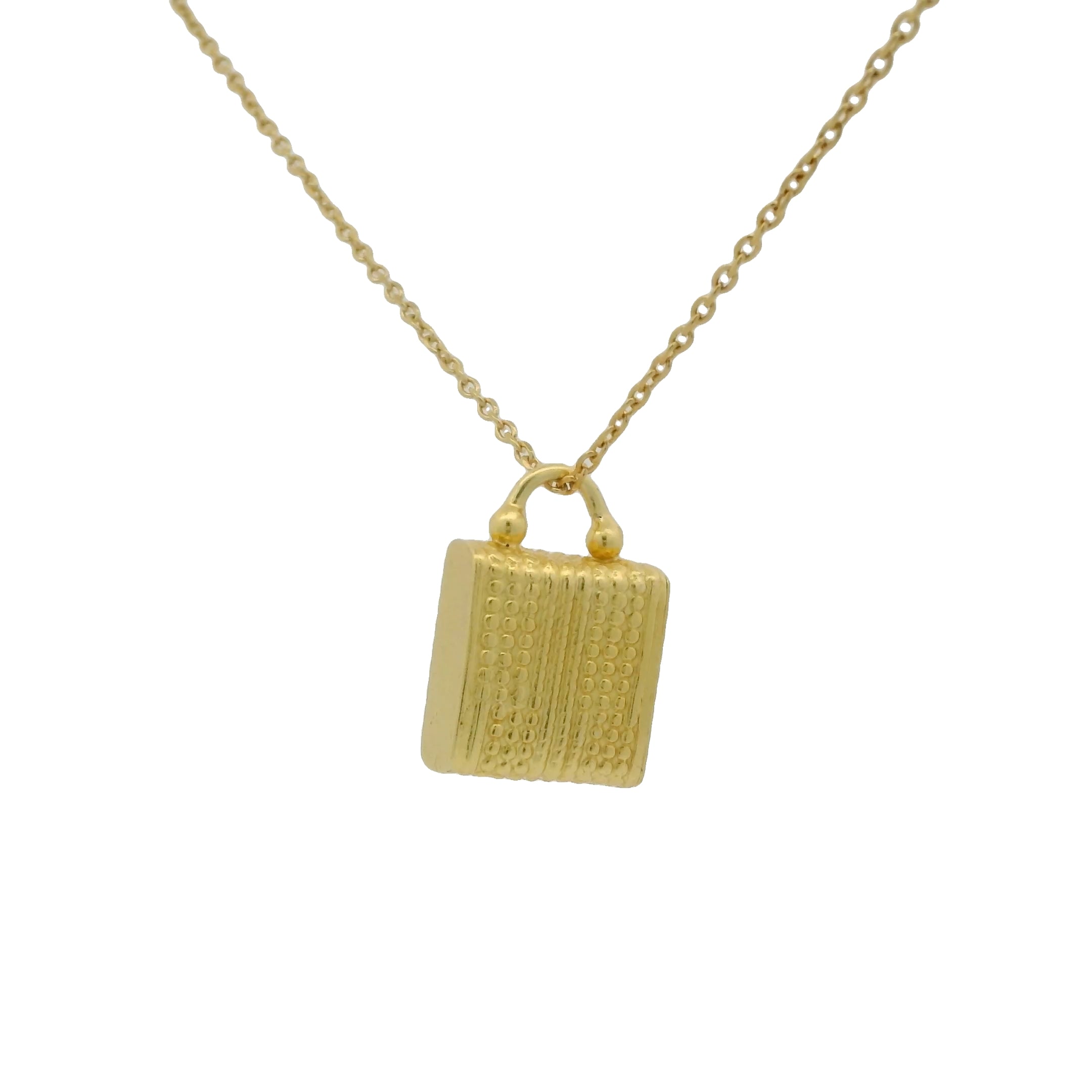 Collier doré boite porte bonheur surpiquée 42 cm