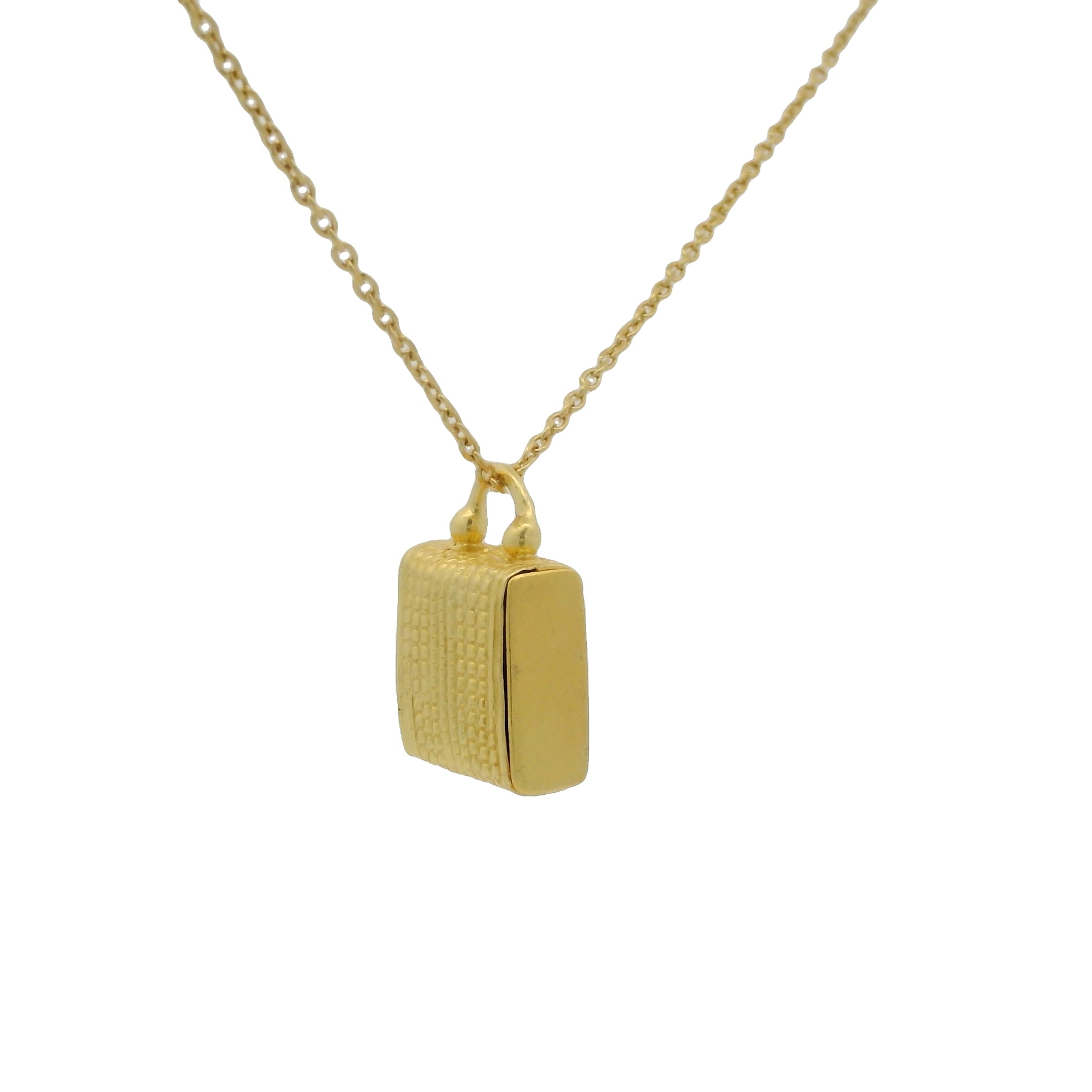 Collier doré boite porte bonheur surpiquée 42 cm