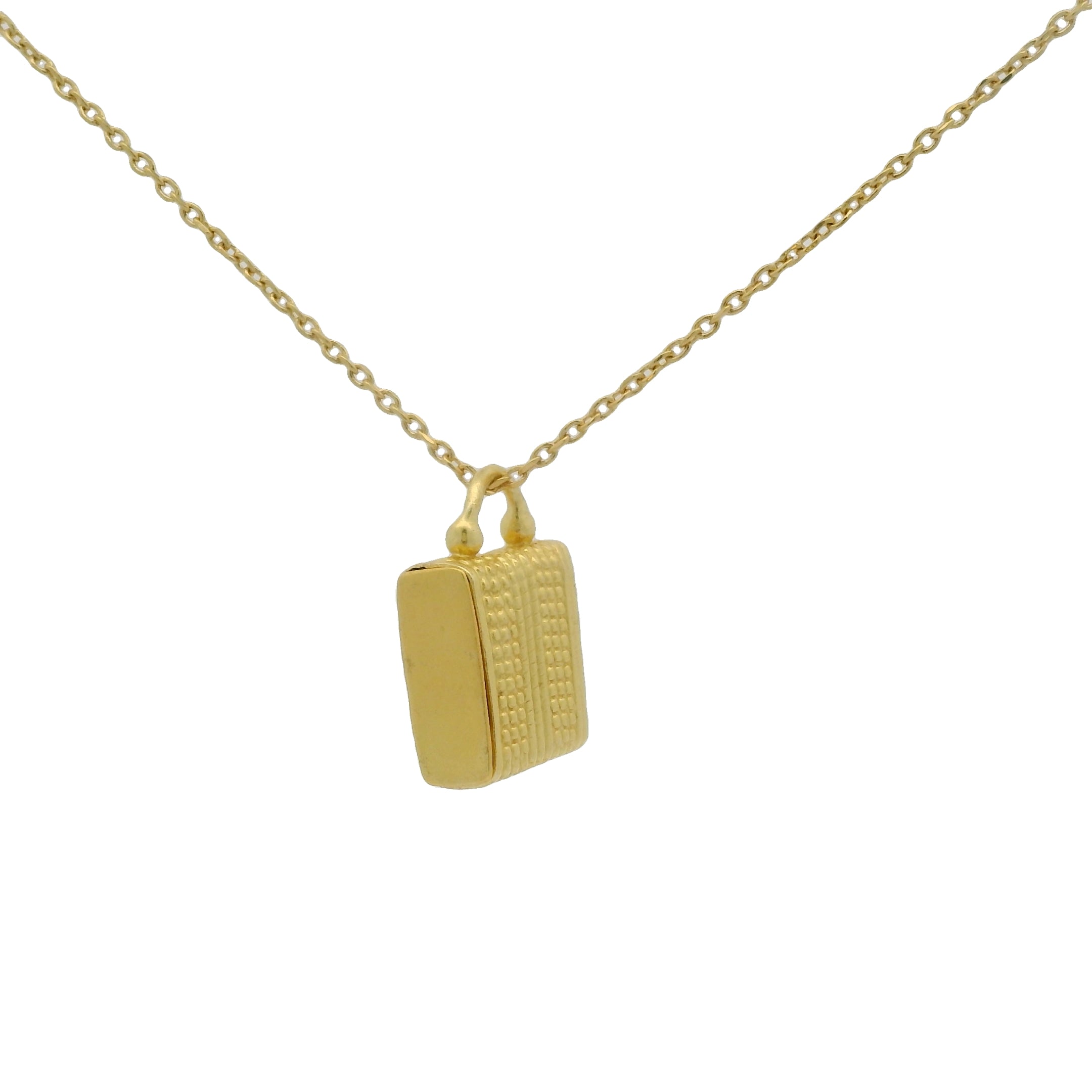 Collier doré boite porte bonheur surpiquée 42 cm