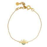 Gold crown bracelet with stone and zircons