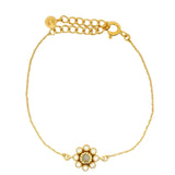 Bracelet doré fleur pierre de lune et zircons blancs