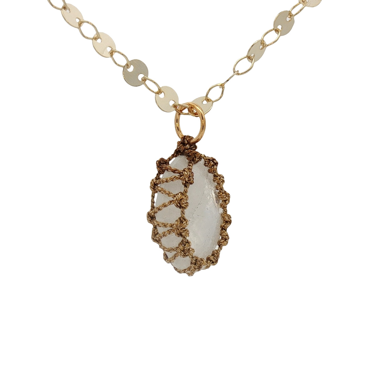 Collier doré Johri bazar avec pierre de lune 60 cm
