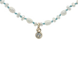 Collier doré petites perles de culture avec zircon 38 cm