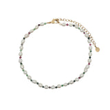 Chaine de cheville dorée perles de culture et rubis zoisite