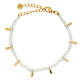 Bracelet doré pierre de lune et pampilles navette dorées