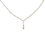 Collier doré prehnite, pierre de lune et petites perles de culture 38 cm