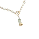 Collier doré prehnite, pierre de lune et petites perles de culture 38 cm