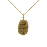 Collier doré scarabée céramique beige 42 cm