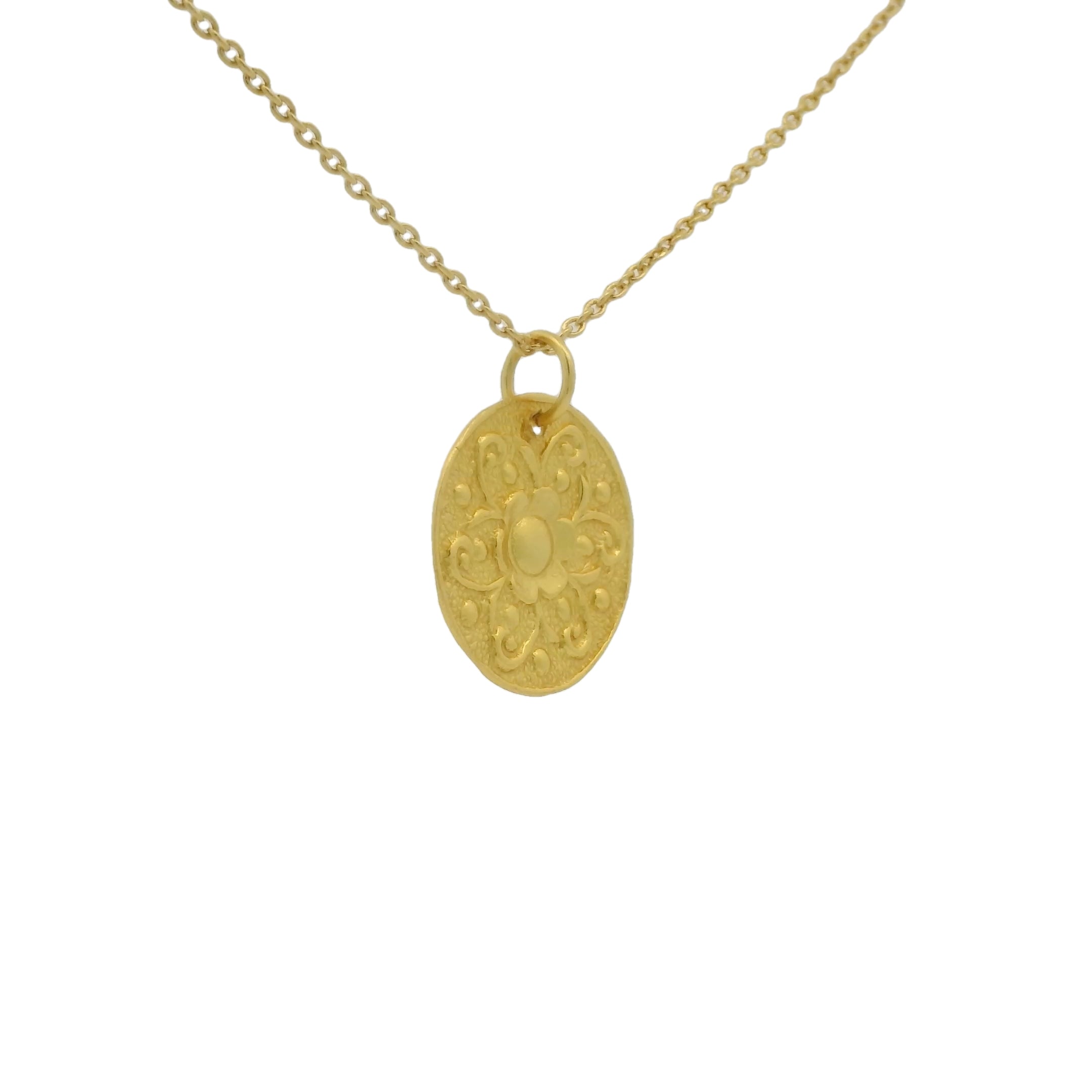 Collier doré et médaille fleur 42 cm
