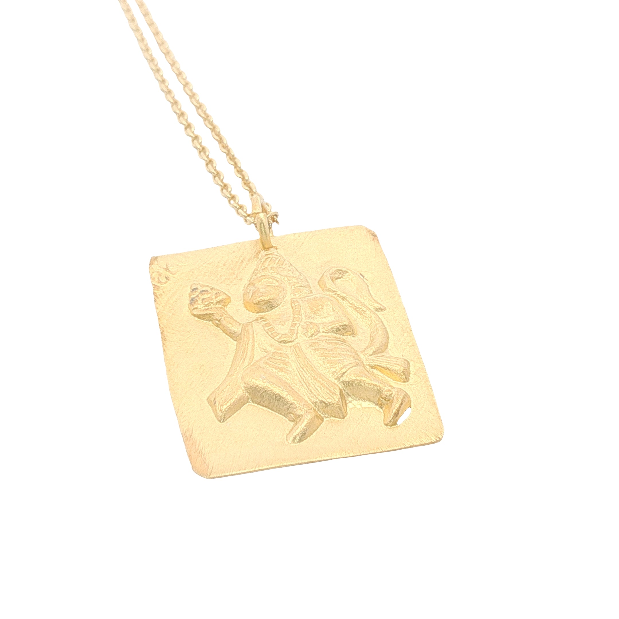 Gold necklace and matte Hanuman pendant