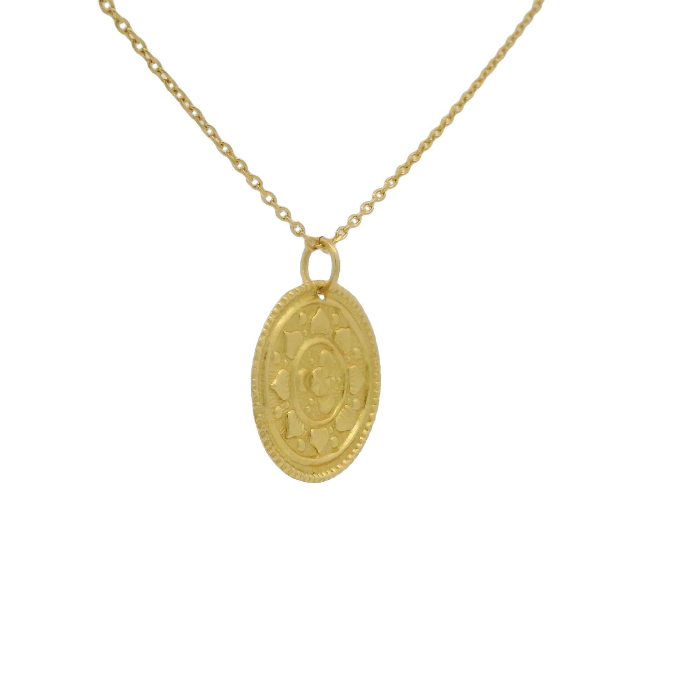 Collier doré et médaille fleur 42 cm